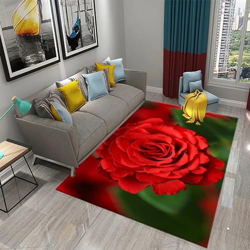 Tapis de sol rectangle 120 x 160 cm lavable plante rose