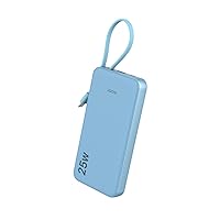 JUOVI Caricabatterie portatile con cavi di tipo C integrati, power bank da 10000 mAh