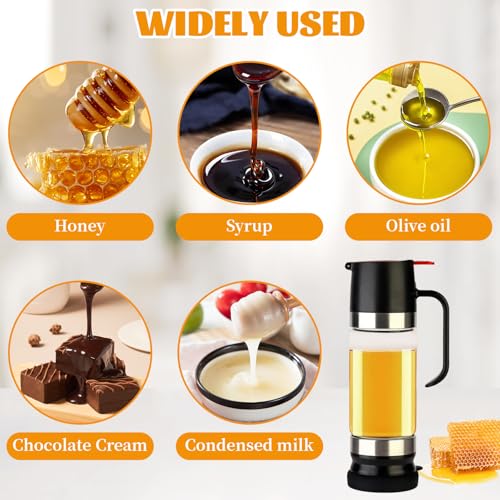 Miniatura 7 de Mumisuto Dispensador De Miel Antigoteo, 350ml 12,35oz Tarro Para Miel, Tapas Superior E Inferior Extraíbles, Dispensador Mielera Con Mango, Para Almacenamiento Y Dispensación De Jarabe Negro