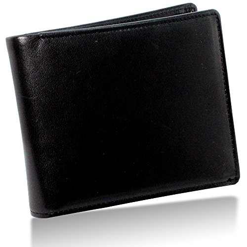 [栃木レザー] 二つ折り財布 本革 小銭入れ付 日本製 札入れ 多収納 TGS-3361 (black)