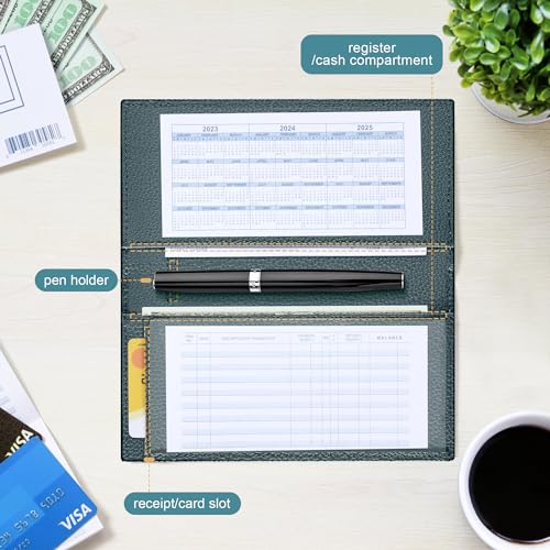 CASMONAL Premium Leather Checkbook Cover for Men and Women Checkbook Holder Wallet RFID Blocking