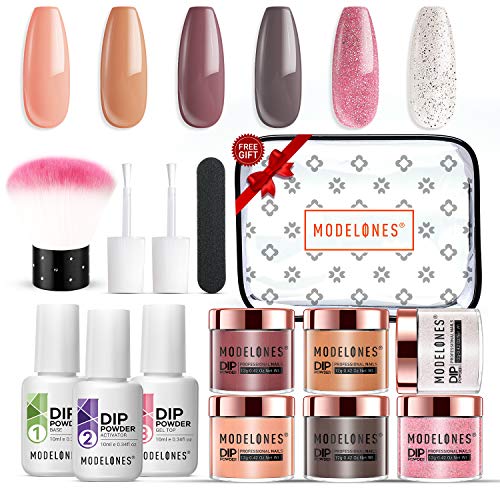 Dip Powder Nail Kit Starter Dip Powder 6 Nude Color Dip Powder Nail Kit French Nail Dip Acrylic Dip Powder Essential Kit For Manicure Nail Art MODELONES