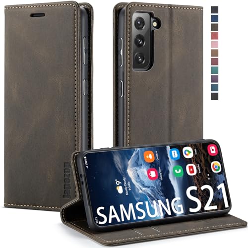 Samsung Galaxy S21 5G Case,Samsung Galaxy S21 5G Wallet Case with Card Holder RFID Blocking Kickstand Magnetic,Leather Flip Case for Samsung Galaxy S21 5G 6.2 Inch(Coffee)
