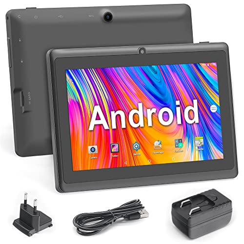 Haehne 7 Pouces Tablette Tactile, Android 5.0 Quad Core Tablet PC, 1Go RAM 8Go ROM, Double Caméras, WiFi, Bluetooth, pour Enfants & Adultes, Noir