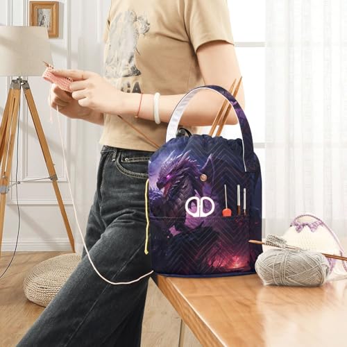 Image of Yarn Storage Bag Small Crochet Bag Knitting Bag Organizer Dragon Pterosaur Yarn Bags for Crocheting Basket