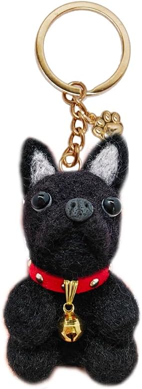 Handmade Pug Keychain for Dog Lovers - Ugly-Cute 3D Wool Felt Bag & Car Charm, Unique Gift for Pug Moms Dads