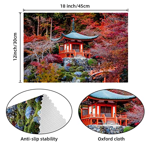 Sets de table japonais rouges 30x45 cm lavables pour table à manger | Lot de 6 - 5