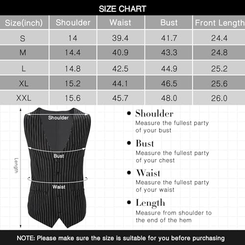 Hercicy 1920s Men\'s Costume Accessories Set, Gangster Vest Hat Suspenders 20s Outfit Clothing for Men 1920s (Black White,X-Large)