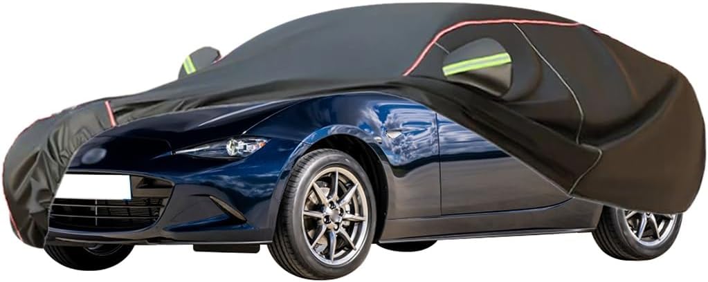 WOLWES Car Cover are Suitable for Mazda Miata MX-5 1998-2021 All-Weather Windproof, Snowproof, Rainproof, UV-Protected and Breathable All-Season Universal with Side Door Zip Oxford Cloth Car Cover (C