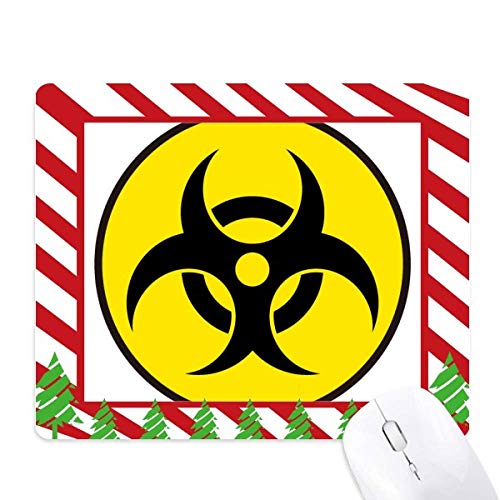 Tapis de souris canne de noël et motif produits chimiques dangereux avec cercle jaune