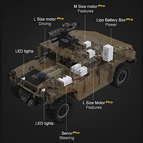 CADA C61036w Technik Ferngesteuert Modell, Militär-Humvee Off-Roader, 3935 Teile mit 2.4Ghz RC SUV Motorisierter Modell… – Bild 8