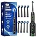 Rotating Electric Toothbrush with 8 Brush Heads for Adults and Kids, 3 Intensities 5 Modes, Wireless Wall Charging Station, Sonic Toothbrush with 2-Minute Smart Timer (Black)