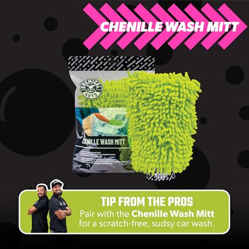 Image of Chemical Guys Mr. Pink Super Suds Car Wash Soap Plus Chenille Premium Microfiber Wash Mitt Bundle, High Foaming Pink Shampoo And Scratch Free Mitt For Cars Trucks SUVs Daily Drivers, 128 Fl Oz