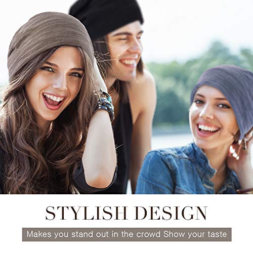 4 Pieces Slouchy Beanie Hat Baggy Skull Sleep Cap Stretch Knit Sleeping Hat Headwear Head Wrap Cap For Men Women #TOP1