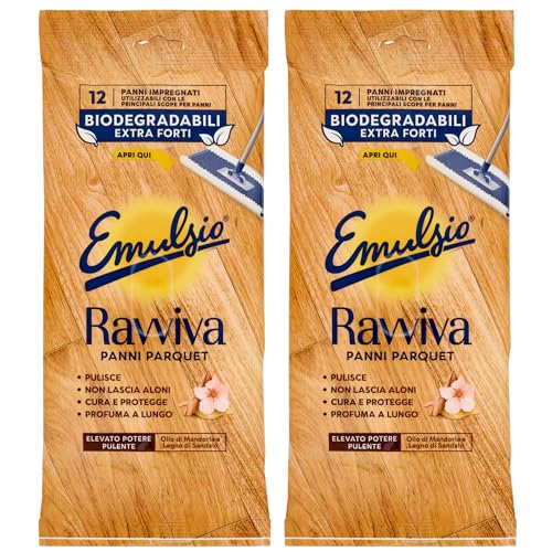 Panni RAVVIVA Parquet, Pulisce, Non Lascia Aloni, Cura e Protegge, Profuma a Lungo. Olio Di Mandorla e Legno Di Sandalo. Elevato Potere Pulente (Confezione Da 12 Panni Impregnati) (2)