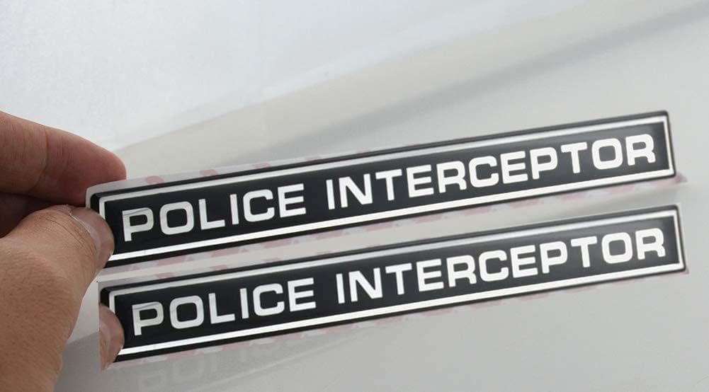 2x Police Interceptor Emblem 3D Badge Car Decal Sticker Replacement For Explorer Crown Victoria Taurus (Chrome Black)