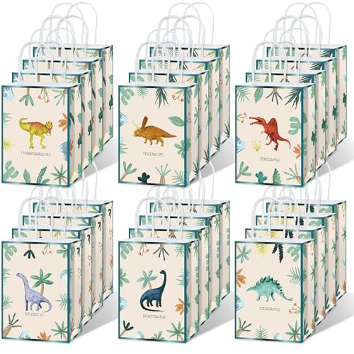 24 bolsas de papel de dinosaurio con asas para cumpleaños infantil y fiestas 1