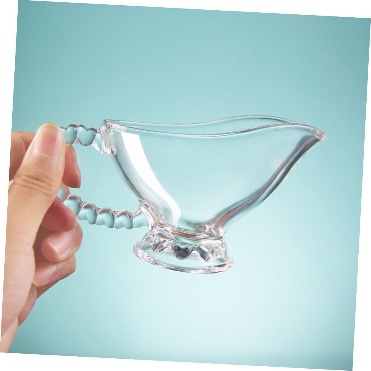 Glass Gravy Boat with Unique Handle for Sauces Salad Dressings and Milk Capacity for Dining and Special Occasions