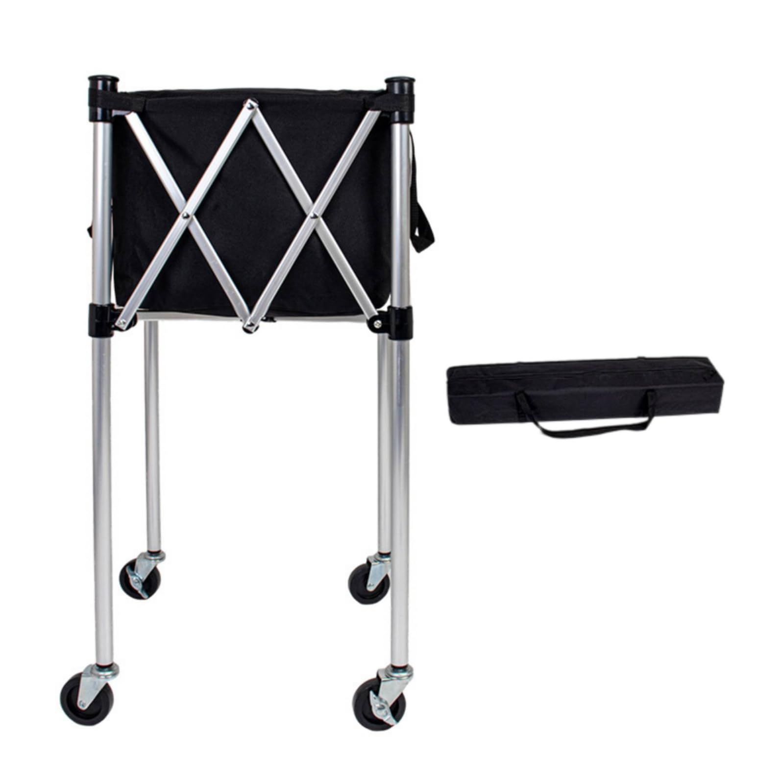 Carrello Porta Palloni Pieghevole Contenitore Cesto Attrezzatura in Lega di Alluminio Struttura, Carrello Da Tennis Modello B Piccolo + Borsa Portaoggetti [Telaio In Lega Di Alluminio]