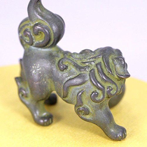 Amazon.co.jp: 置物・文鎮 青銅製 獅子・狛犬・こまいぬ 躍動 大