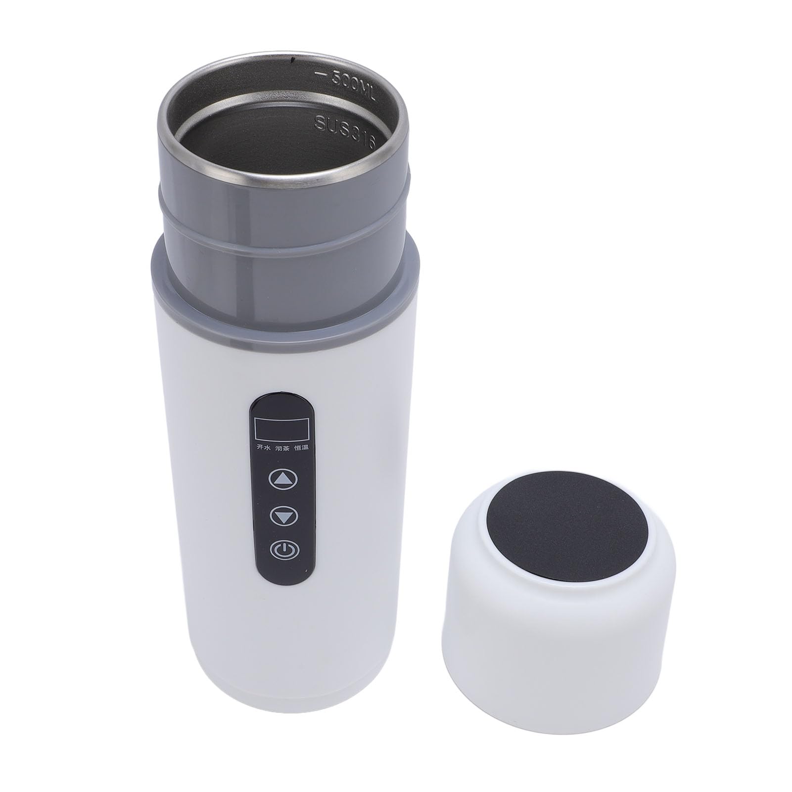 Yosoo Hervidor Eléctrico para Coche, Acero Inoxidable 316, Hervidor de Viaje Portátil con Ebullición Rápida para café y té, Ideal para Viajes por Carretera (WHITE)