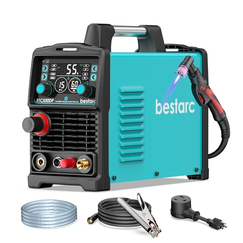 Image of bestarc Plasma Cutter, [Pilot Arc][Large LED Display][Air Sensor] 55A bestarc Plasma Cutter Machine 110/220V Dual Voltage, 1/2 Inch Clean Cut 4/5 Inch Max Cut, Post Flow Mesh, 2T/4T for Beginners DIY