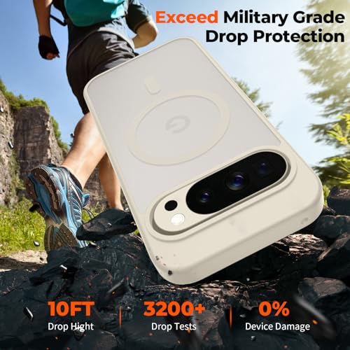 Image of SUPFINE Magnetic for Google Pixel 10 Pro XL Case with Screen Protector, (Built-in Magnets) ((Military Grade Drop Protection) Slim Translucent Shockproof Phone Case,Stone