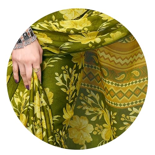 Image of MIRCHI FASHION Saree for Woman Chiffon Floral Printed | Lightweight All-Day Comfortable Women's Sari with Unstitched Blouse Piece (Available in 30 Colors)