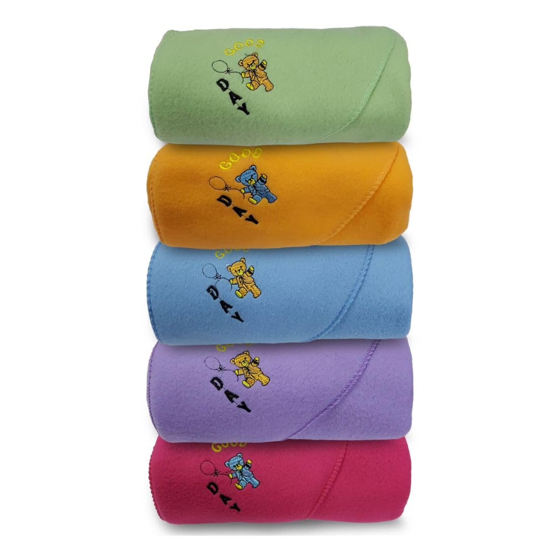 BELLO TOKO Newborn Baby Blankets All Season, Ultrasoft, Swaddle,Warm,Babies Bedding wrap,Durable,Easy Care Hooded Blankets Girl & boy 0-6 Months - 5 Pcs (72x60cm, Green, Peach, Blue, Purple & Maroon)