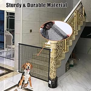 Mesh Gates for Kids or Pets, Magic Pet Gate for The House, Portable Baby Puppy Safety Fence Guard for Stairs and Doorways, Easy Install Anywhere, 43" W x 30" H, 8 Hooks Mesh Gates for Kids or Pets Magic Pet Gate for The House Portable Baby Puppy Safety Fence Guard for Stairs and Doorways Easy Install Anywhere 43 W x 30 H 8 Hooks