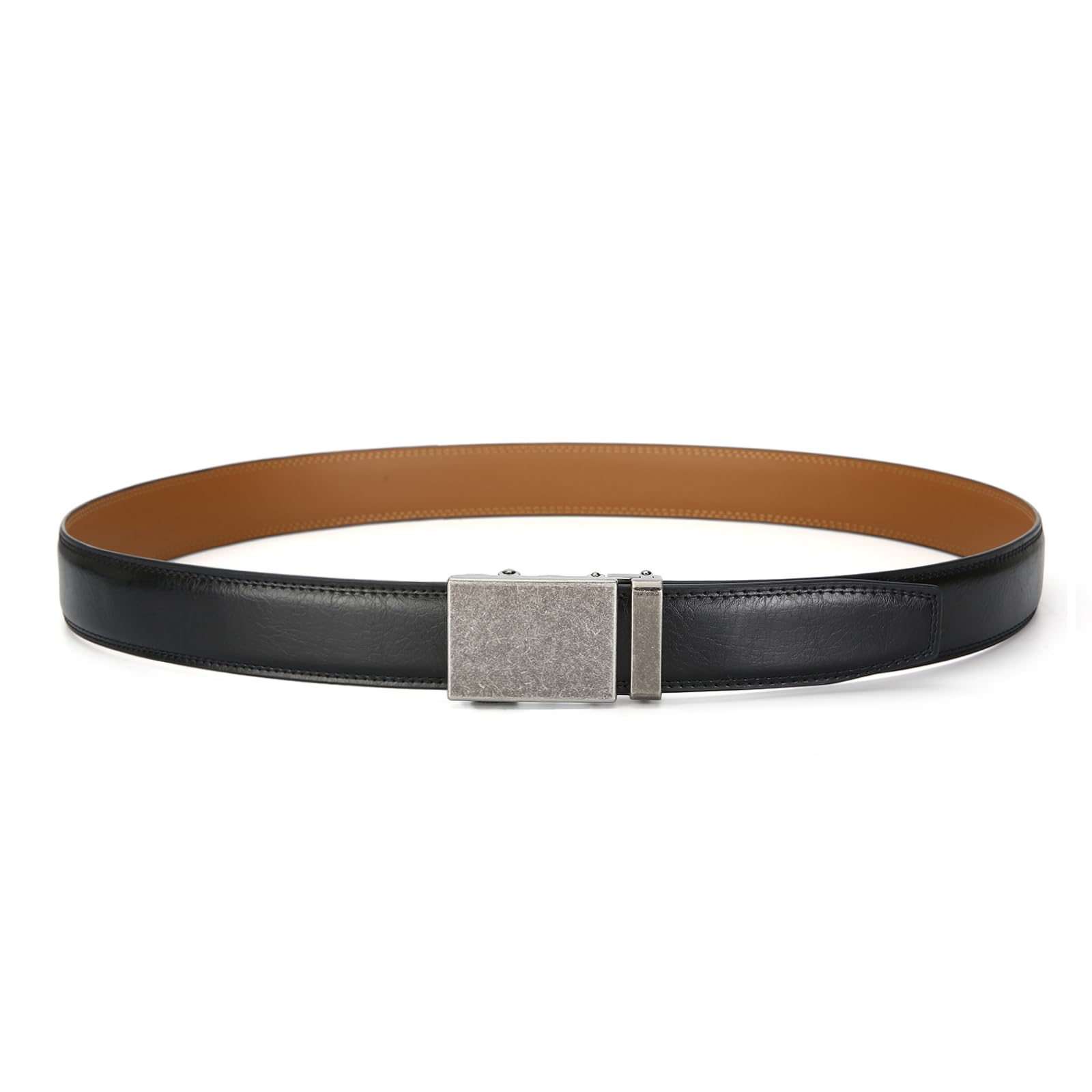 Nelbons Men's Belt, Slide Ratchet Belt for Men with Leather 1 3/8“ width 35mm,Trim to Fit (Black A9, 130cm / 28 "-44" adjustable waist) - Image 3