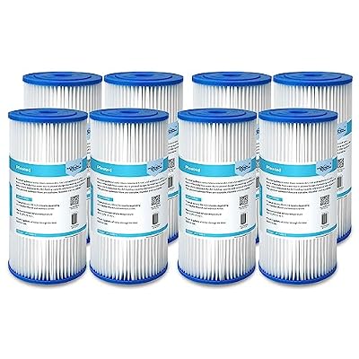 Membrane Solutions 20+50 Micron Pleated Water Filter Home 10"x4.5" Whole House Heavy Duty Sediment Replacement Cartridge Compatible with ECP10-1,ECP20-BB,R50-BBSA,FXHSC (8 Pack)