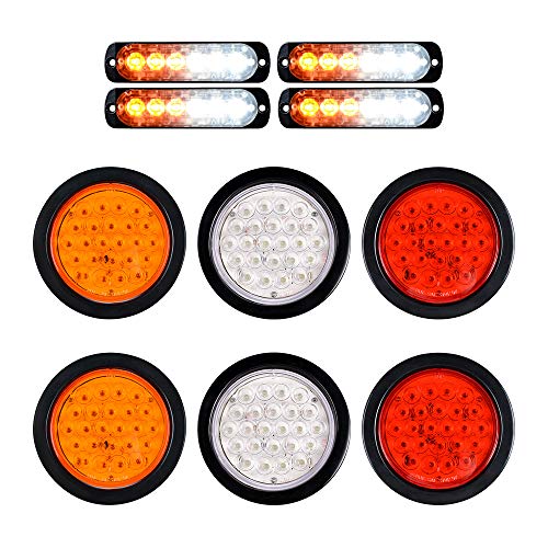 Astra Depot 4pcs Amber White 6-LED Warning Emergency Flashing Strobe Light Bar and 2 RED 2 AMBER 2 WHITE 4