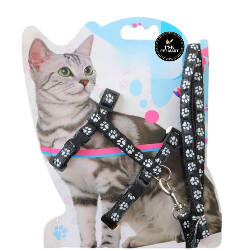PSK PET MART Cute Unique Designer plaid H-shape nylon travel outdoor walking Adjustable Cat Harness Leash set Panja Print (B0D97Y1RR1) Amazon Price History, Amazon Price Tracker