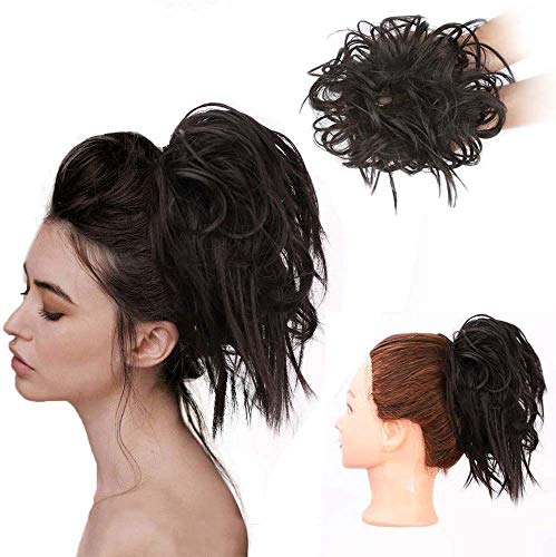 Messy Bun Hair Piece Hair Bun Extensions for Women Synthetic Scrunchy Tousled Updo Hair Bun Ponytail Curly Hair Pieces With Elastic Rubber Band (4#)