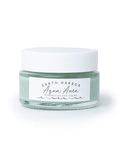 Earth Harbor | AQUA AURA Crema reparadora para ojos | Renueva y nutre | Tanaceto azul + colágeno de algas marinas | Comercio ético y basado en