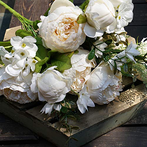 Image of FiveSeasonStuff Vintage Artificial Peonies Silk Peony Flowers and Hydrangeas for Wedding Bridal Home Decor - Beautiful Floral Centerpiece Arrangement Decoration with 2 Bouquets (Chestnut Beige)