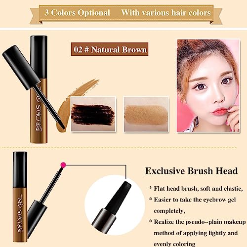 Eyebrow Gel, Peel-Off Tattoo Tint, Makeup Gel Peel Off Tint Waterproof Long Lasting, Semi-Persistent Tearing Eyebrow Glue (Color : Natural Brown) #TOP1
