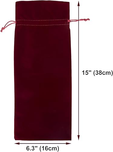 Miniatura 2 de TOPTIE 12 bolsas de terciopelo de regalo para botella de vino de 25.4 fl oz, bolsas de cordón de 6.3 x 15 pulgadas, accesorios de fiesta de Navidad