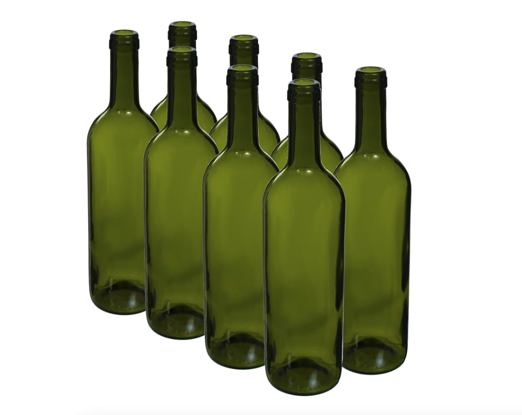 DIAH DO IT AT HOME 16 x 750ml Olive Bordeaux Wine Bottles - UV Protective Glass for DIY Red & Fruit Wine - Elegant High-Shoulder Design for Standard Corking & Aging (Set of 16)