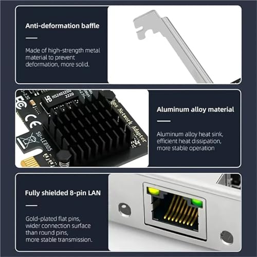 PCI-E to RJ45 Network Card 2.5Gbps Gigabit Ethernet 1000/2500Mbps PCIE Network Card LAN Controller Adapter RJ45 for Desktop PC 1000M Black 8111E miniatura 6