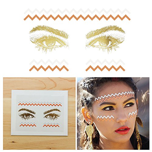 Tattify Face Jewels, Air Colorful Tribal (Pack of 1) Self-Adhesive and Easy To Stick On Eye Gems and Rocks, Long Lasting and Waterproof