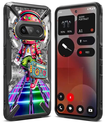 Image of Ringke Fusion-X Design Compatible with Nothing Phone (3a) Case Cover Transparent Hard Back Soft Flexible TPU Bumper - DJ Bot (Black)