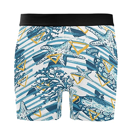 Bóxer para hombre Vnurnrn con estampado de conchas de mar pack de 2 calzoncillos de tejido elástico