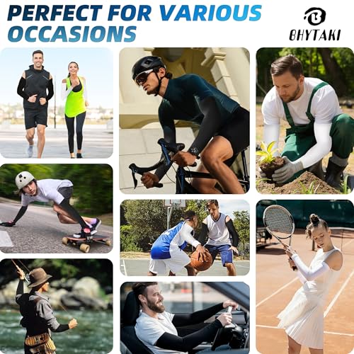 Image of BHYTAKI UV Sun Protection Arm Sleeves, UPF 50 Sports Cooling Arm Compression Sleeves for Men Women Teenager