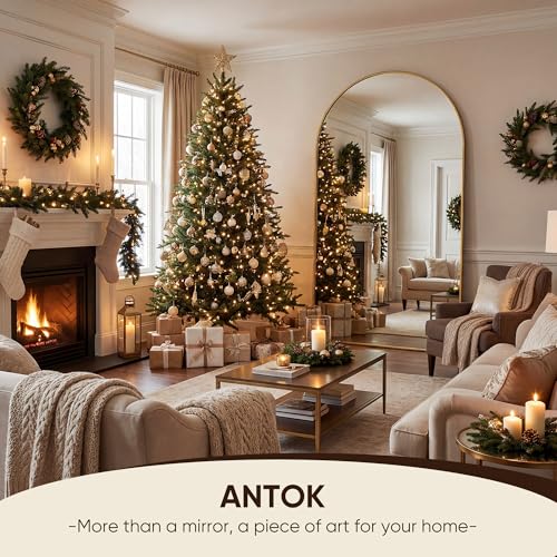 Image of Antok 91 inch x46 inch Arched Full Length Floor Mirror, Gold Aluminum Frame, Free Standing /Wall Mount /Leaning for Bedroom, Living Room, Dressing Room