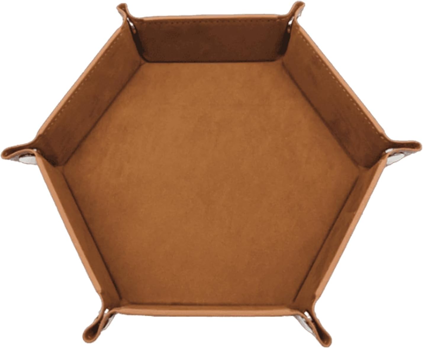 Cuawan Folding Hexagon Dices Tray PU Leather Velvets Dices