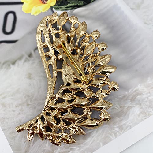 Image of SELOVO Rhinestone Crystal Big Large Brooch Pin Jewerly Accessory Gold Tone