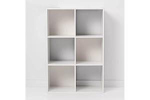 11" 6 Cube Organizer Shelf, Bookcase, Storage Shelf (White)