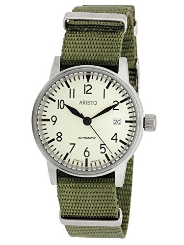 Aristo 3H41 Herren-Armbanduhr, Textilarmband, Grün, Armband